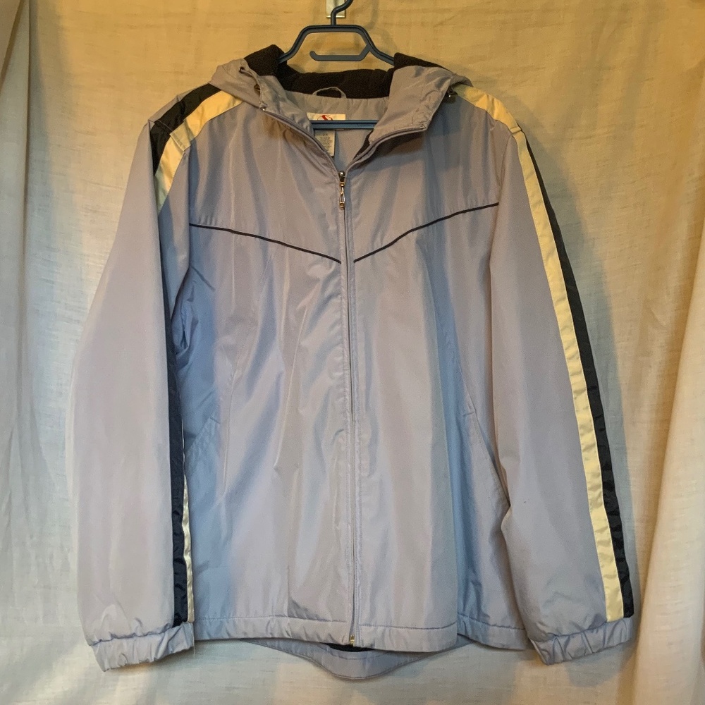 Sportek Blue Insulated Fleece-Lined Zip-Front Hooded Jacket Coat (XXL)